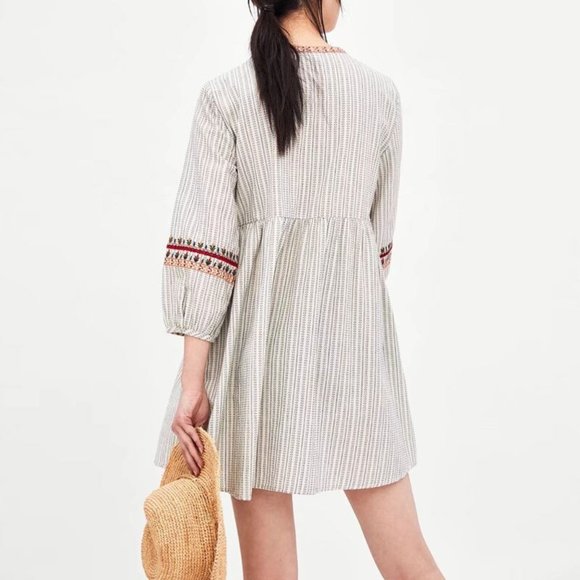 ZARA TRF Collection White Boho Smock Dress NWOT - Picture 4 of 11